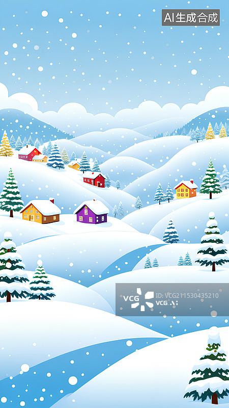 【AI数字艺术】圣诞节主题插画插画 冬季的圣诞树图片素材