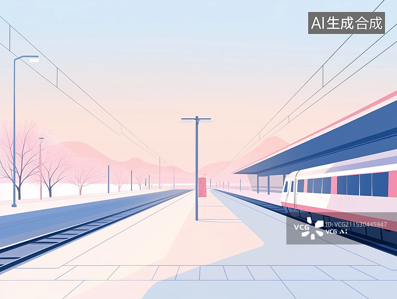 【AI数字艺术】过年春运场景插画图片素材