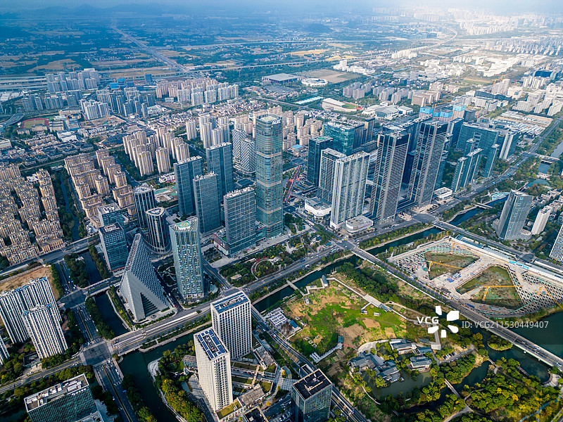 杭州余杭未来科技城航拍图片素材