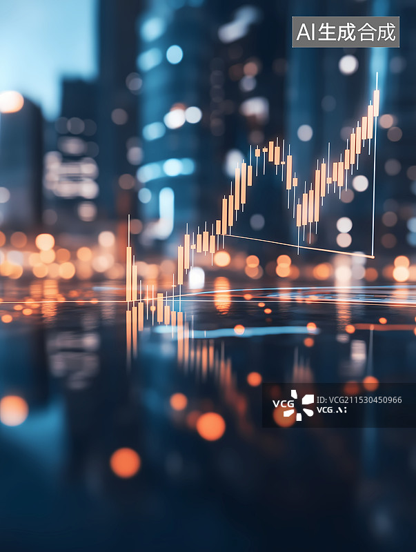 【AI数字艺术】城市建筑背景财产走势图图片素材