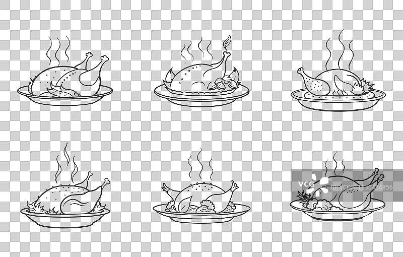 烤鸡艺术套件图片素材