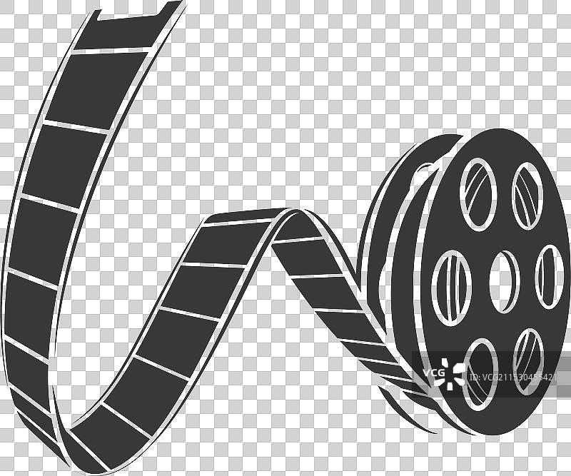 胶卷图标与弯曲的胶卷带图片素材