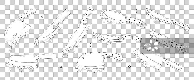 涂鸦风格的血腥刀具图片素材