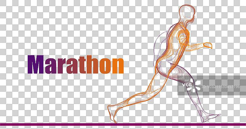 一个侧身跑马拉松的男人的构图图片素材