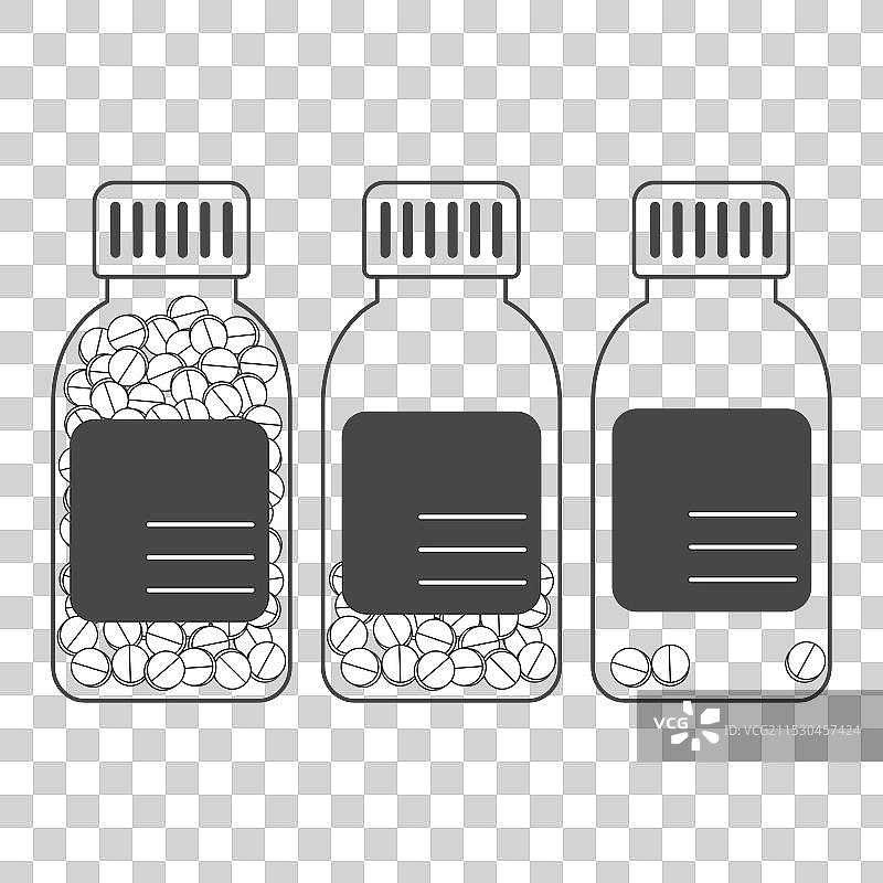 一组装满药丸的线性药瓶图片素材