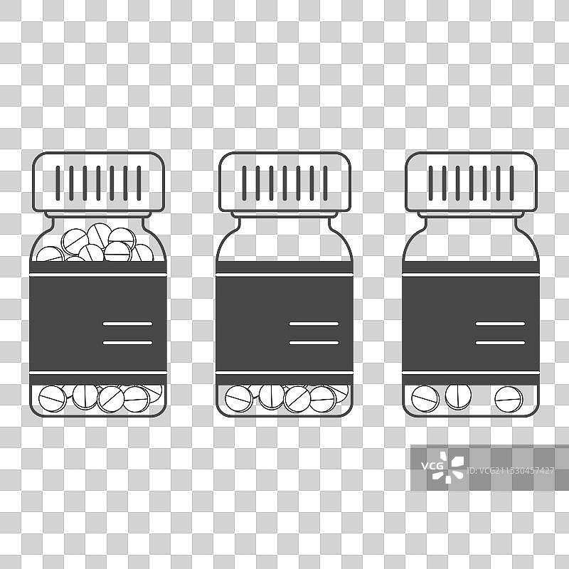 一组装满药丸的线性药瓶图片素材