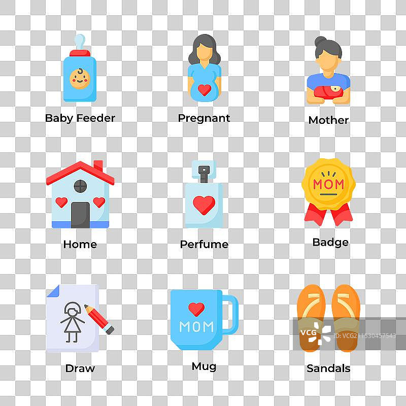 视觉吸引力十足的母亲节图标集准备好了图片素材