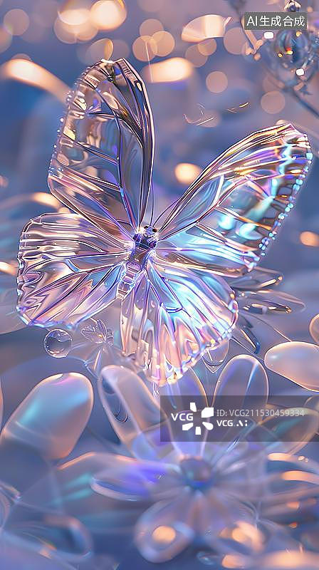 【AI数字艺术】梦幻的紫水晶蝴蝶图片素材