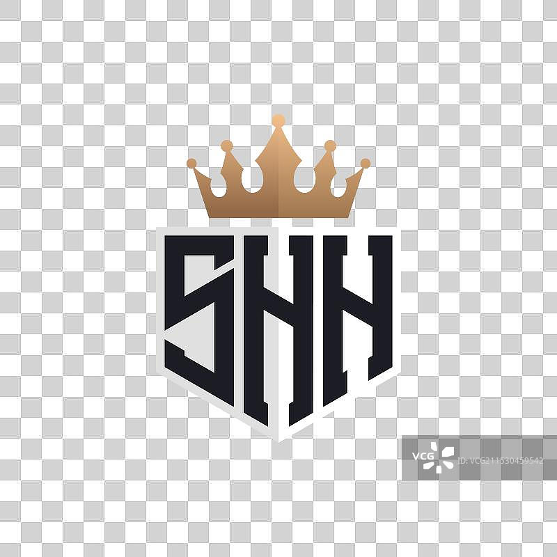 奢华的安静标志，带有皇冠和优雅的首字母SHH图片素材