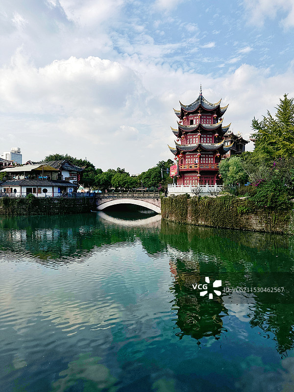 成都·百花潭公园·散花楼图片素材