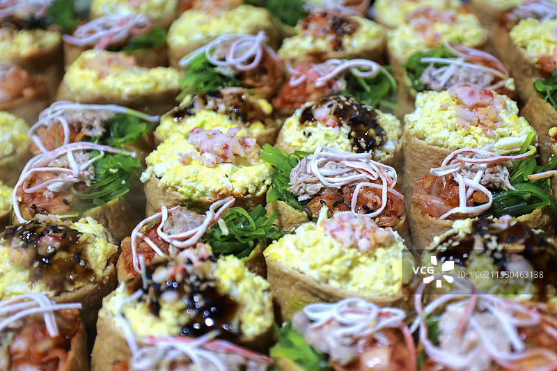 吉林省延吉市东北水上市场售卖的美食图片素材