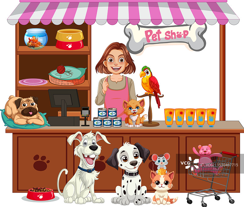 宠物店，出售各种动物和用品图片素材