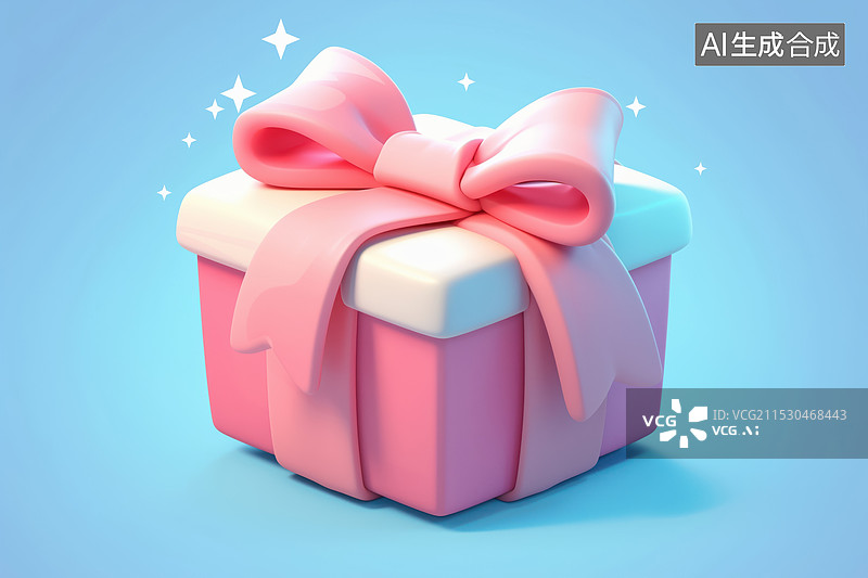 【AI数字艺术】清新可爱有丝带的彩色礼盒3D卡通立体插画图片素材