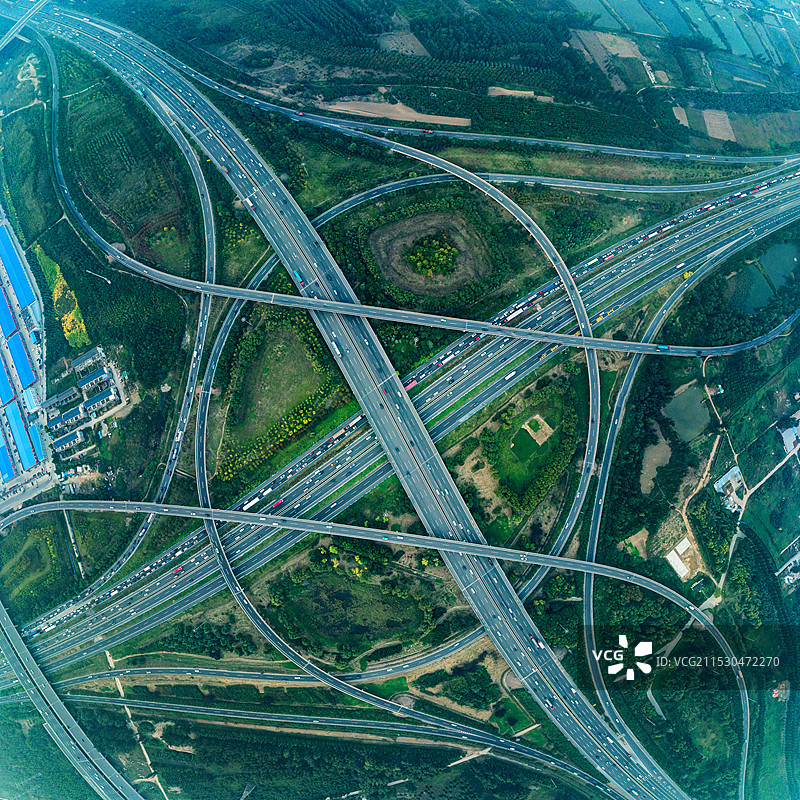 航拍郑州刘江高速公路枢纽全景图片素材