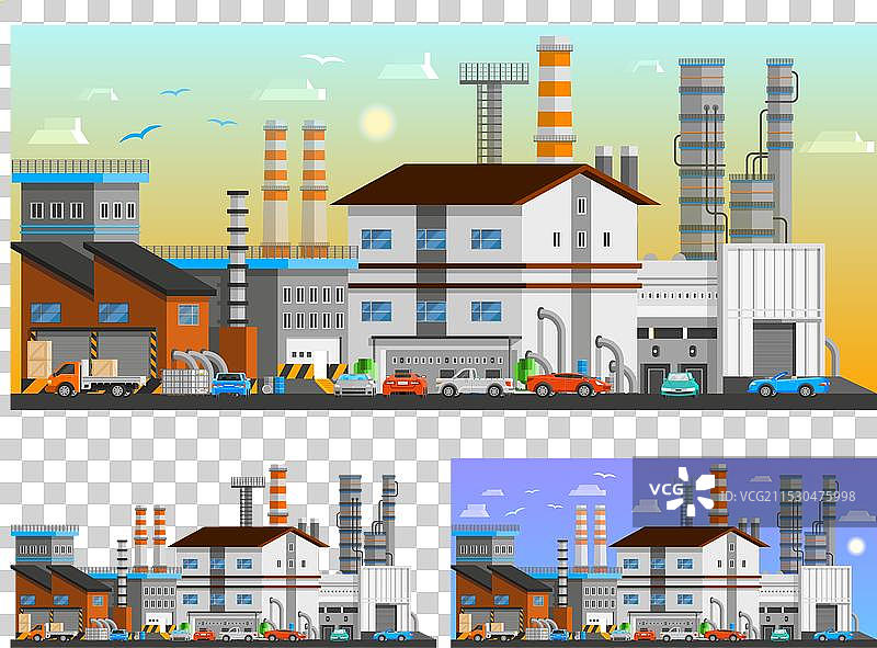 工业建筑的正交构图集图片素材