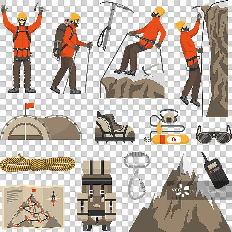 登山、徒步旅行、登山运动图标图片素材