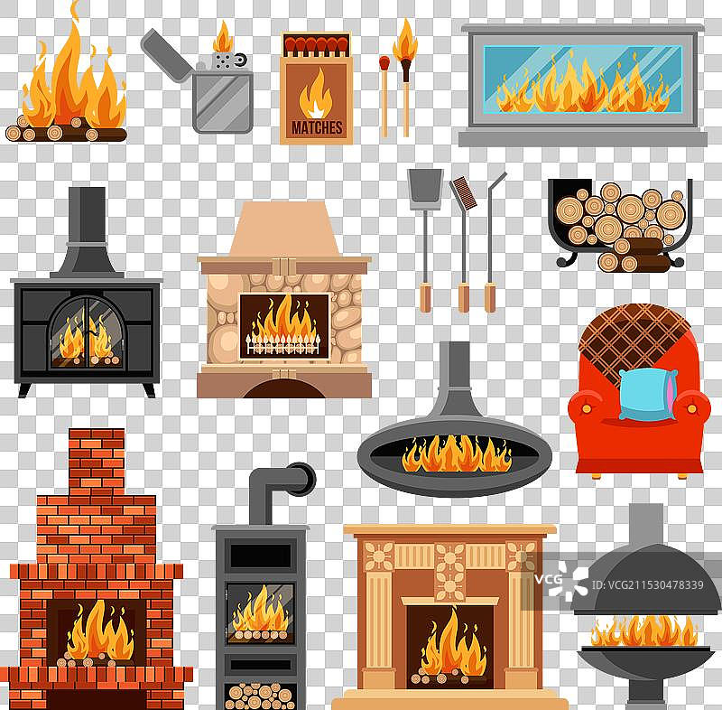 壁炉图标集图片素材
