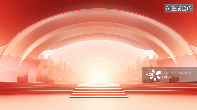 【AI数字艺术】春节周年庆党建新年颁奖典礼年会舞台场景图片素材