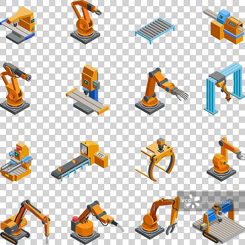 机械手臂等距图标集图片素材