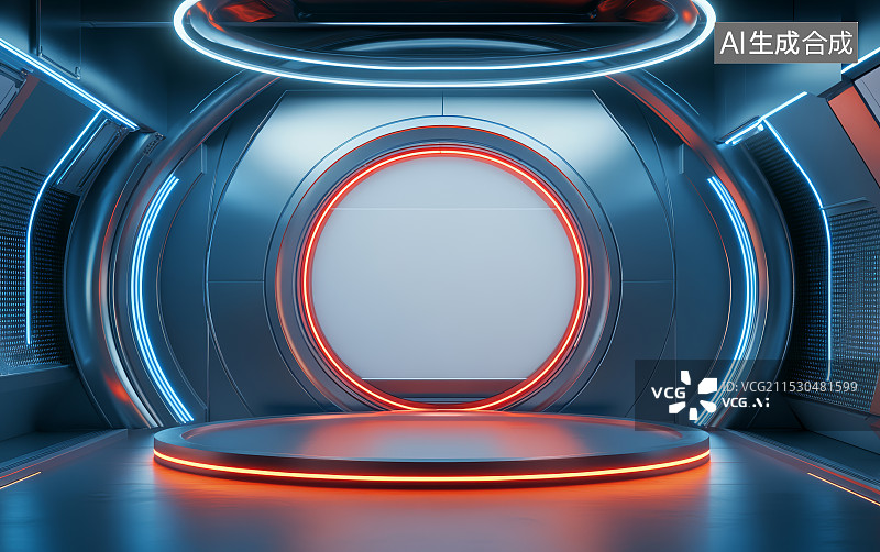 【AI数字艺术】未来科技风格的电商产品展示背景图片素材