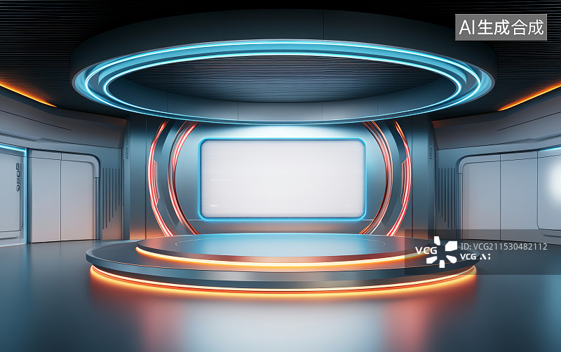 【AI数字艺术】未来科技风格的电商产品展示背景图片素材