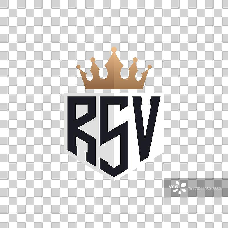 奢华的RSV标志，配有皇冠和优雅的RSV首字母图片素材