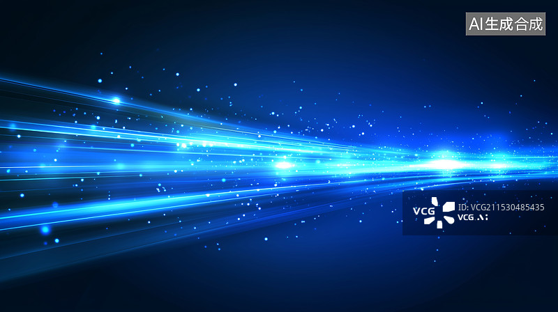 【AI数字艺术】蓝色发光放射状线条光线光束抽象背景图片素材