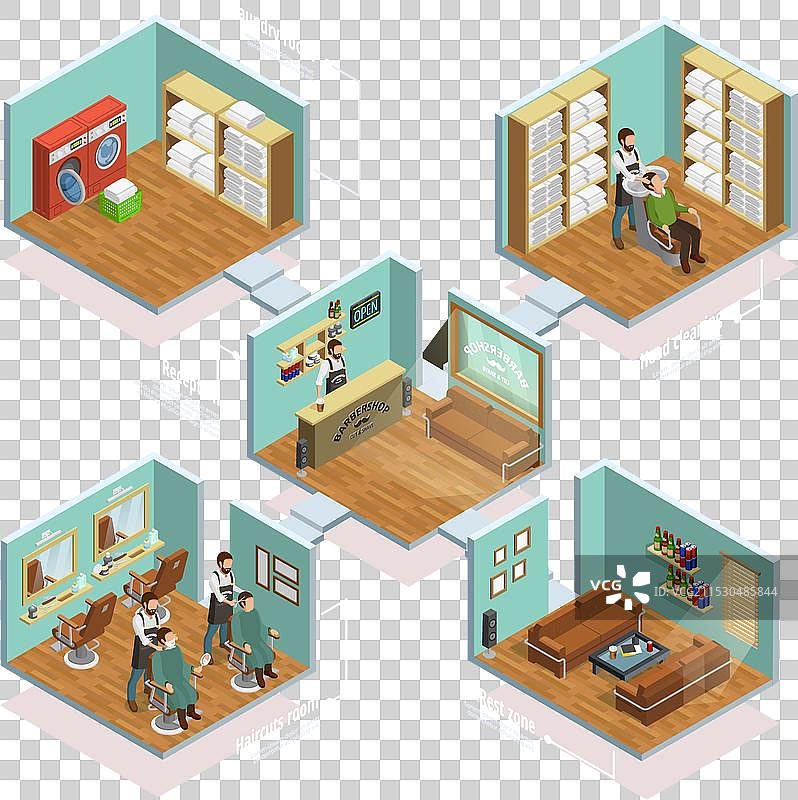 理发店等距概念图片素材