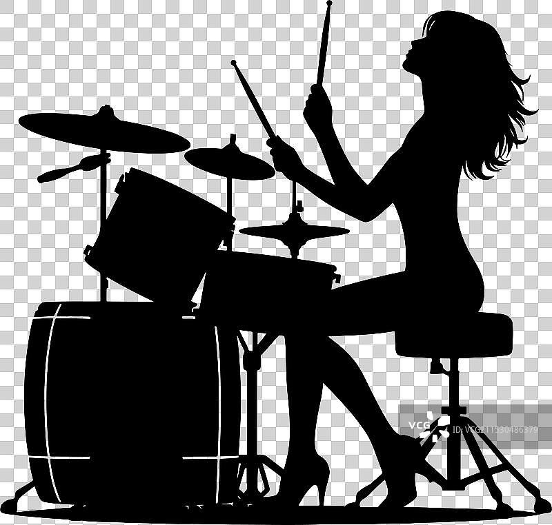 一个人打鼓的剪影图片素材