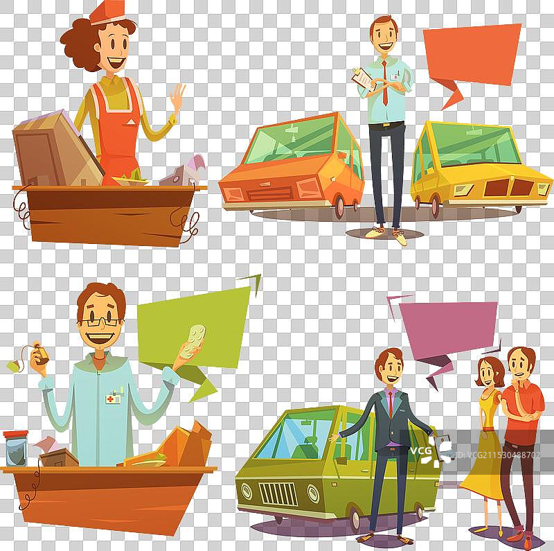 复古卡通销售员套装图片素材