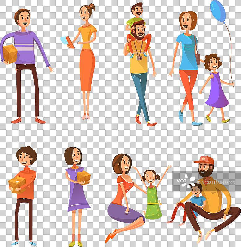 家庭卡通角色套装图片素材