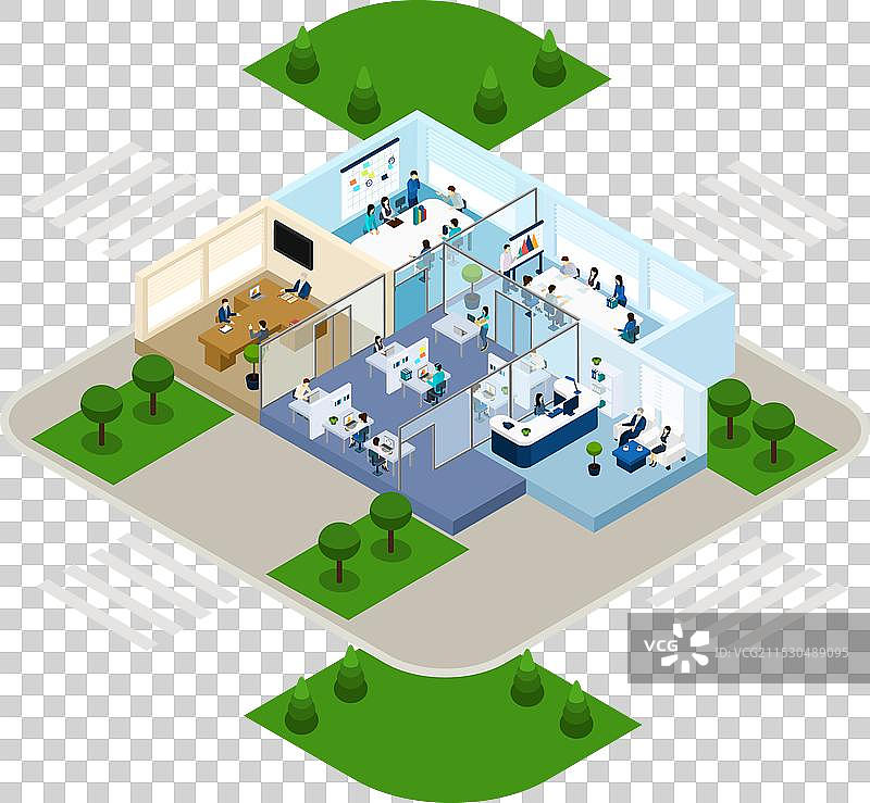 单层办公室等距室内图标图片素材