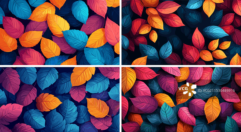 抽象的彩色植物叶子背景图片素材