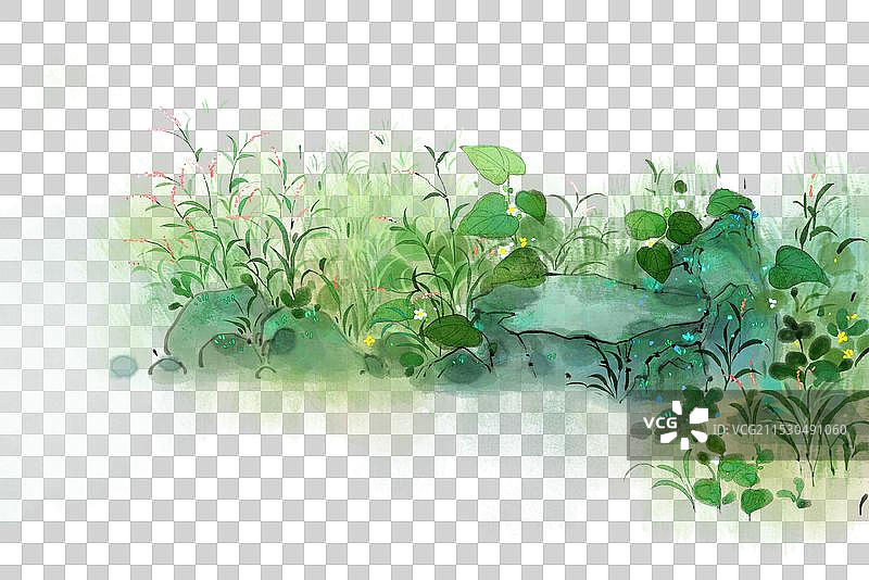 一片草地和山石图片素材