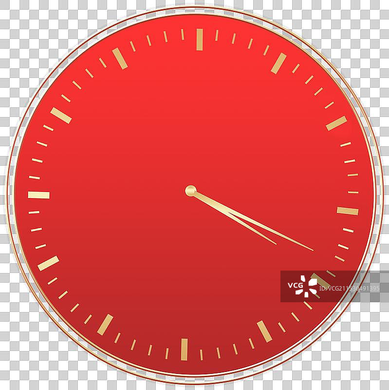 红色时钟表盘，闹钟时间平面手绘彩色图标元素图片素材