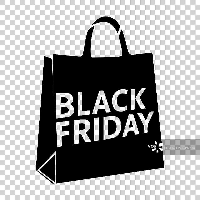 黑色星期五购物袋剪影图片素材