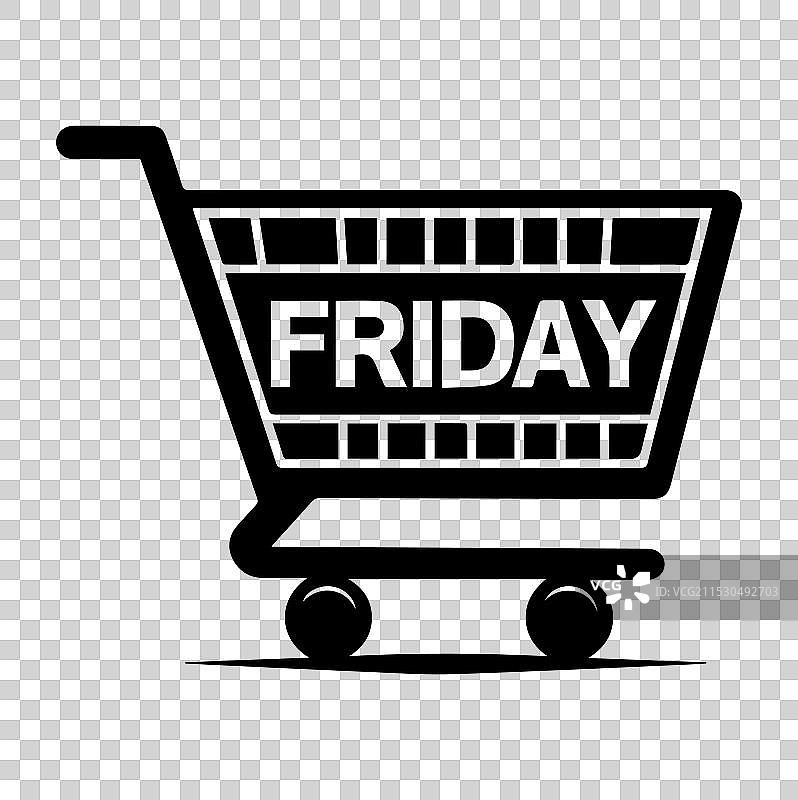 黑色星期五购物车剪影图片素材