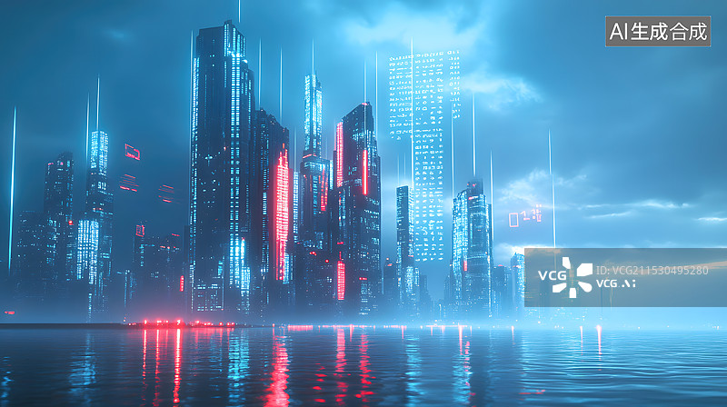 【AI数字艺术】城市风光互联网科技大数据概念图片素材