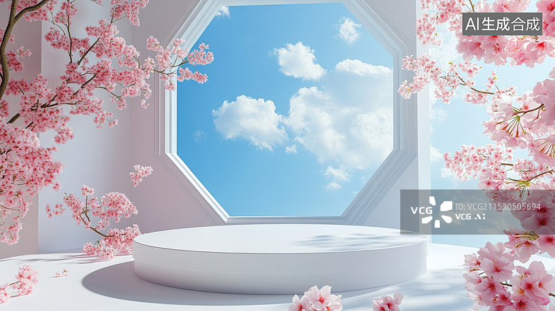 【AI数字艺术】梅花电商背景展台图片素材
