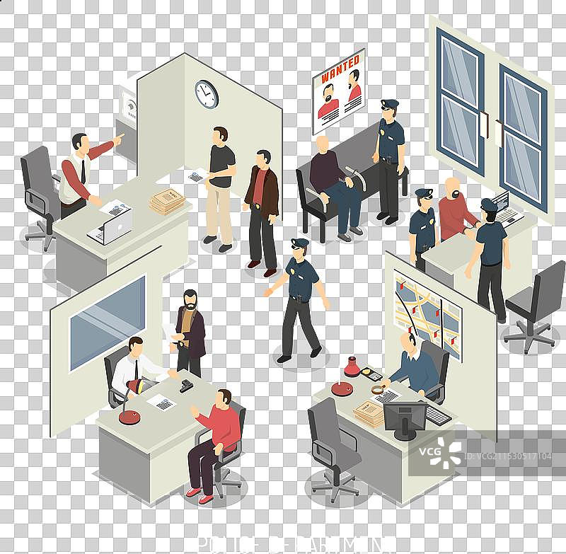 警察局等距构图图片素材