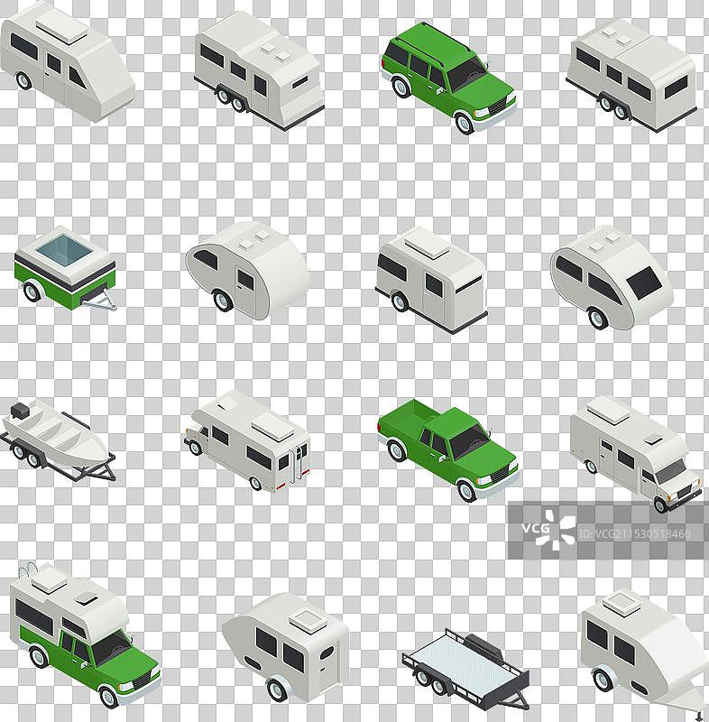 休闲车辆等距图标集图片素材