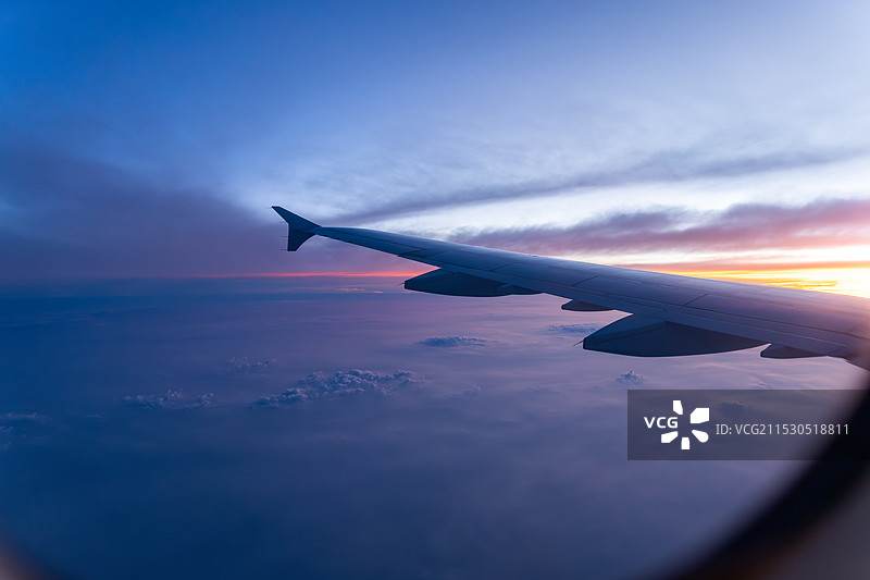 飞机上的日落图片素材