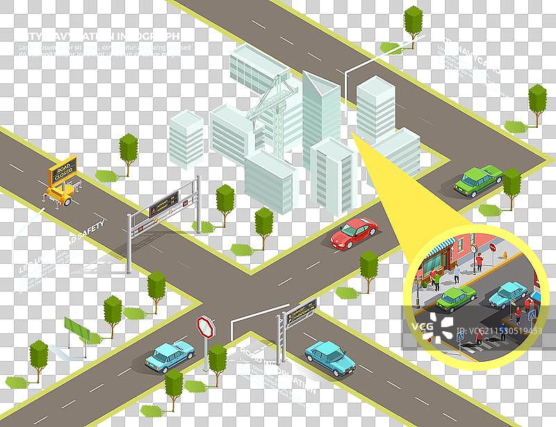 等距信息图城市导航图片素材