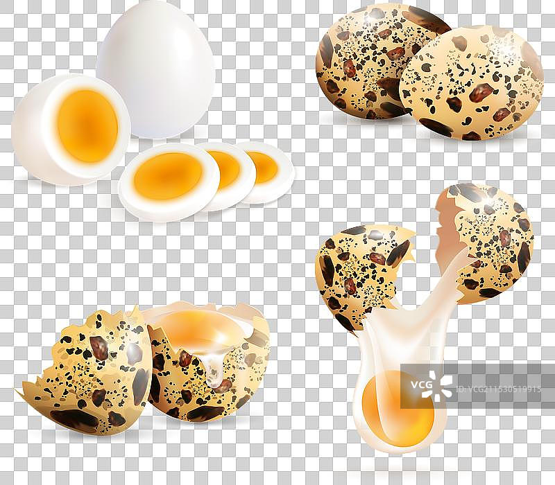 逼真的鹌鹑蛋套装图片素材
