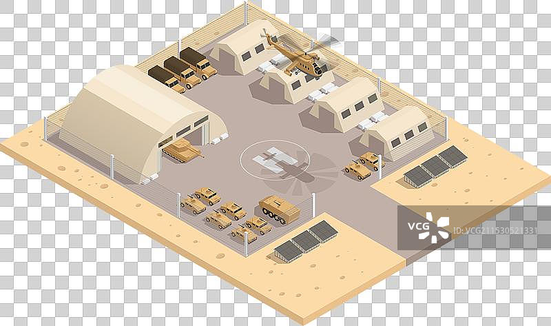 米色军事等距构图图片素材