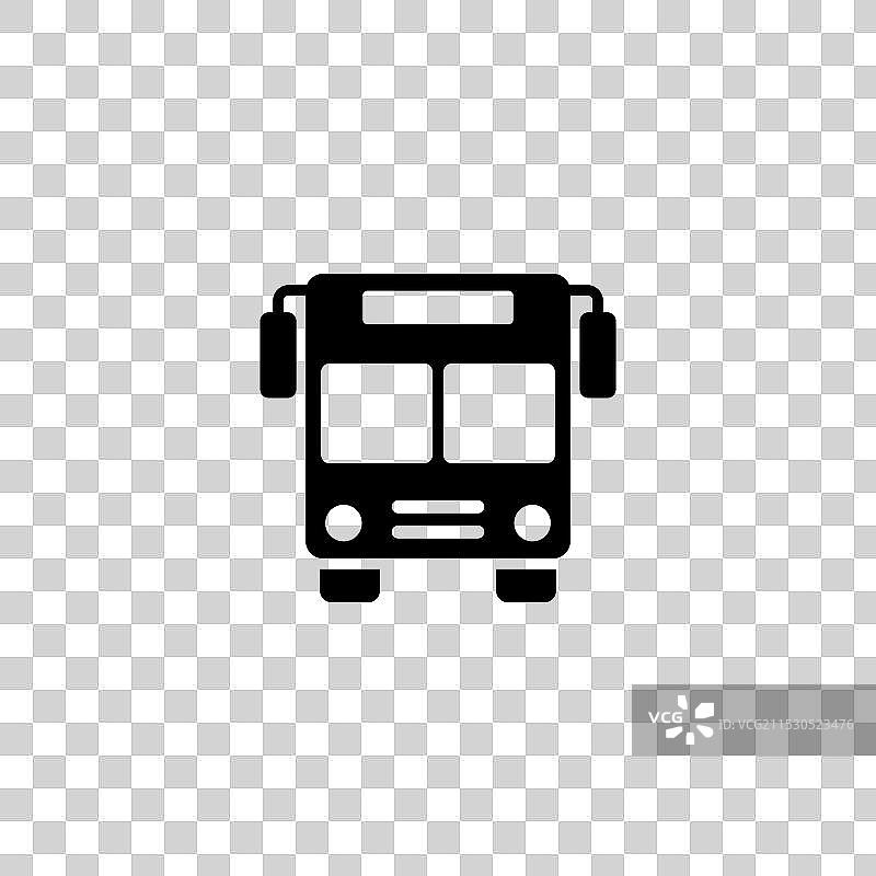 黑色图标描绘了一辆正面朝向的公交车，适合用于图片素材