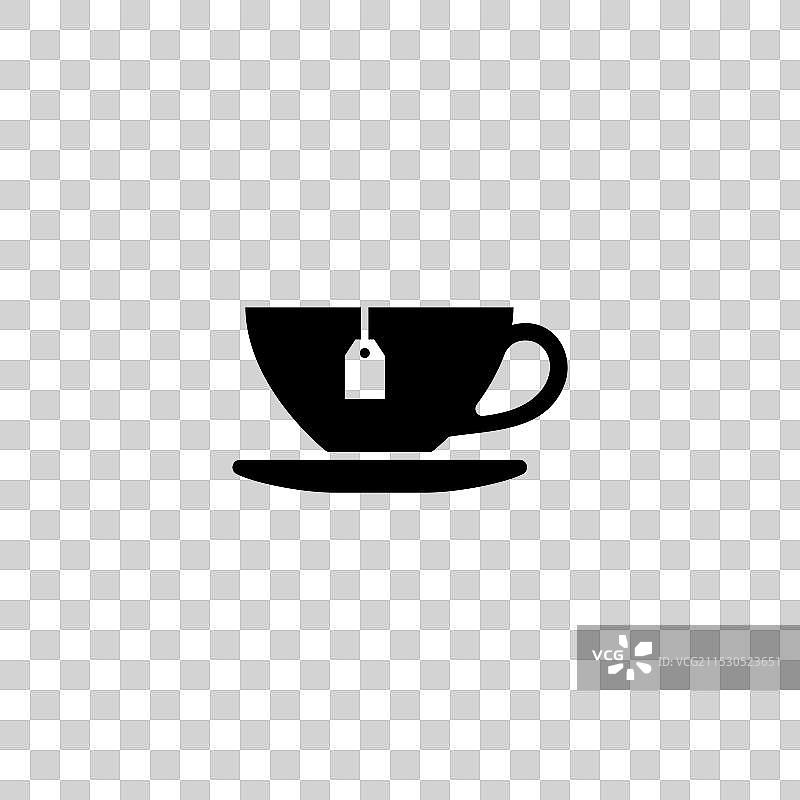 简约的黑茶杯图标，带茶包图片素材