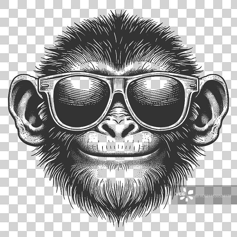戴着太阳镜的酷猴子雕刻图图片素材