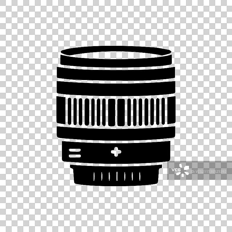 白色背景上的相机镜头剪影图片素材