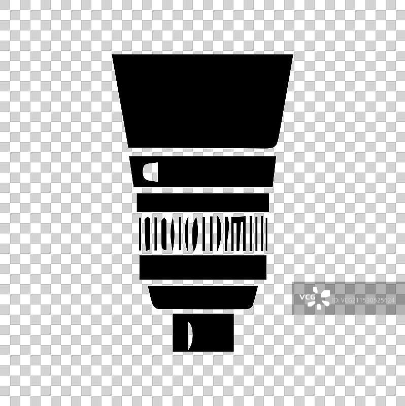 白色背景上的相机镜头剪影图片素材